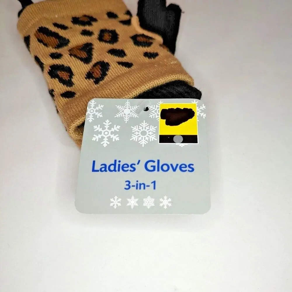 Ladies' Gloves 3-in-1 Acrylic Polyester Spandex Assorted Color Leopard Animal